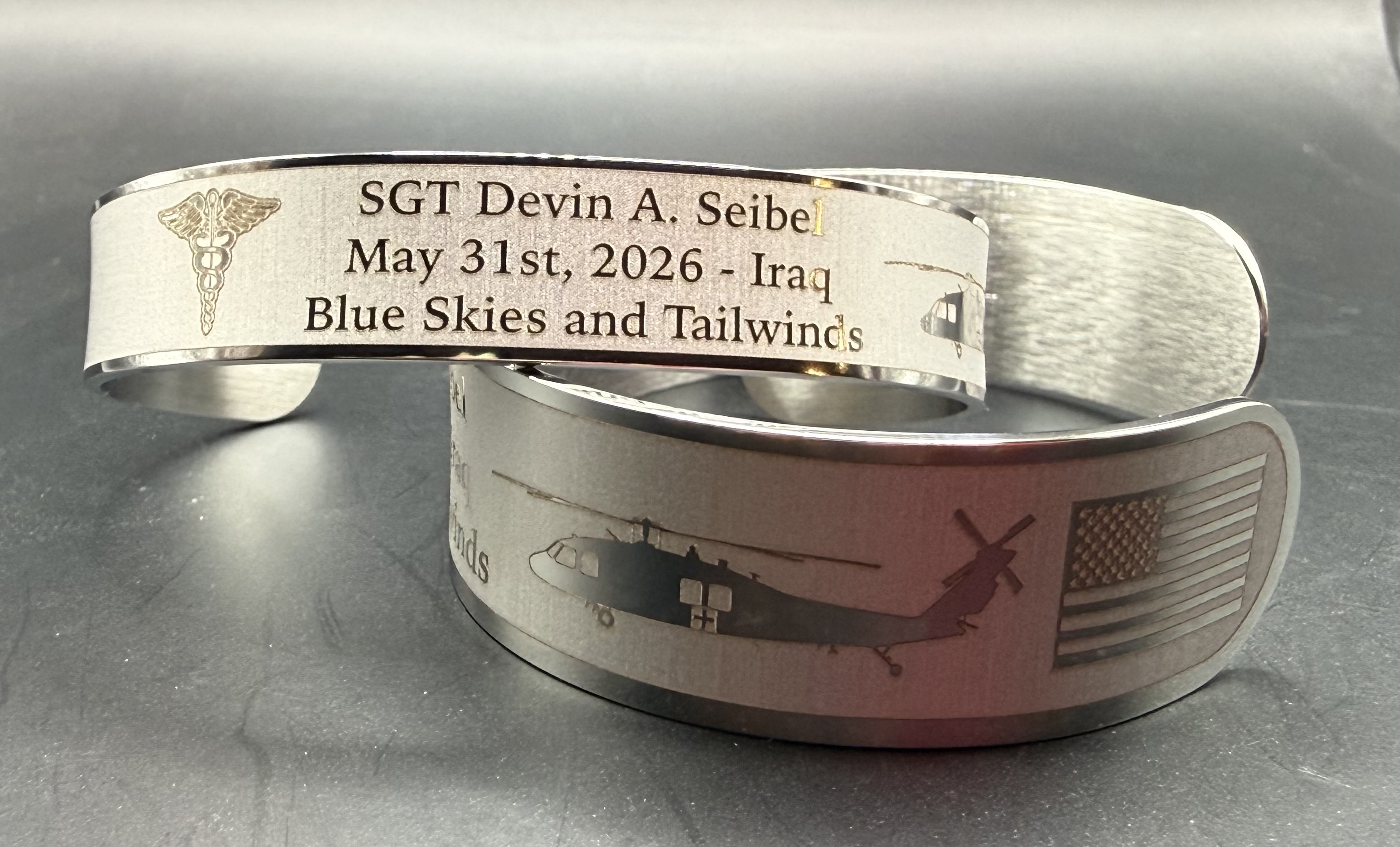 Memorial bracelet honoring SGT Devin A. Seibel